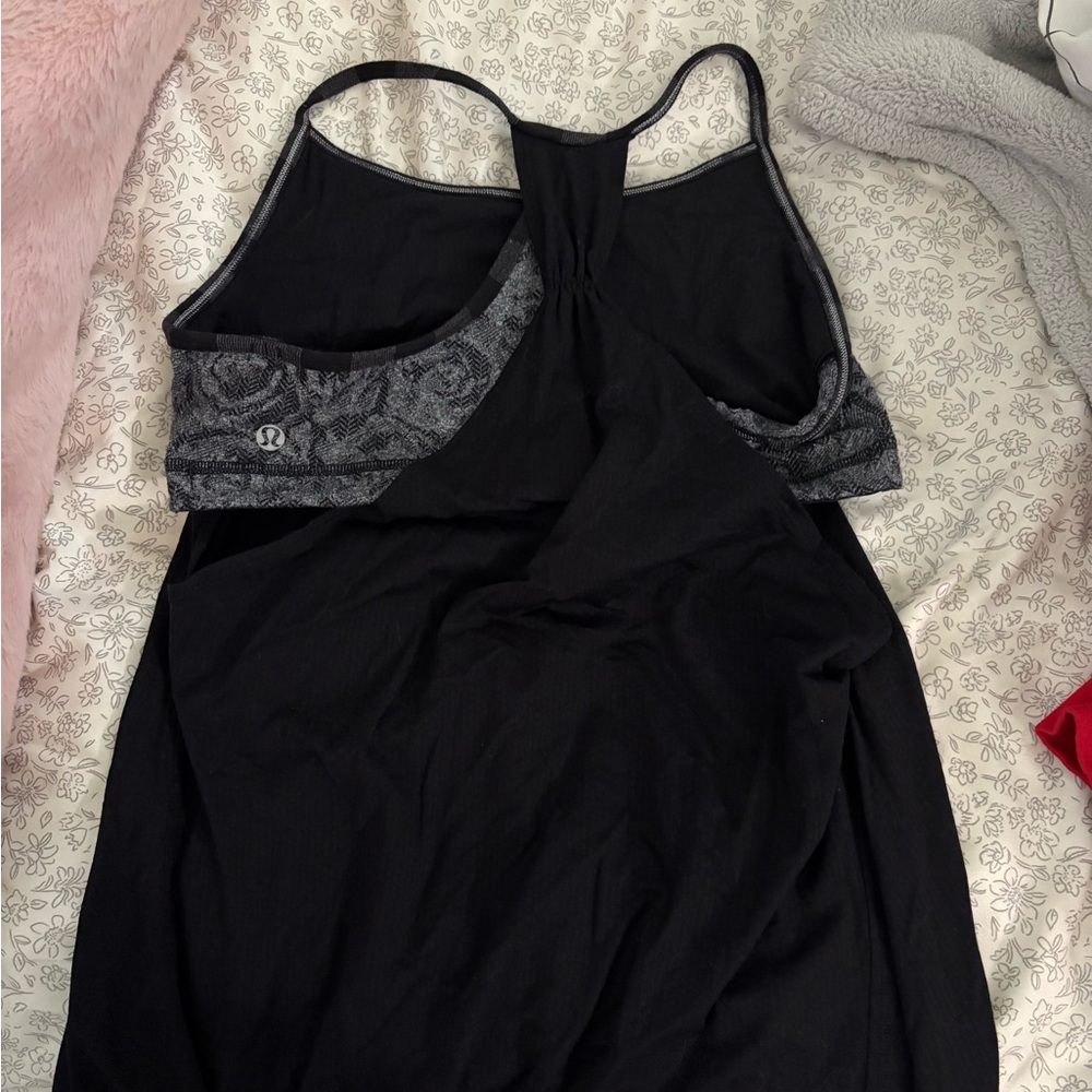 lululemon athletica Black and Gray Sports Bra with Racerback Design